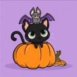 Tải ngay bộ Avatar, hình nền Halloween Mèo đen cực dễ thương - 6