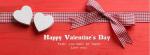 Ảnh Bìa facebook valentine đẹp lung linh với chiếc nơ xinh xắn cùng 2 trái tim biểu cho hai người yêu nhau. Dòng chữ 
