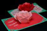 Thiệp valentine handmade hình ảnh hoa hồng 3D cùng dòng chữ 